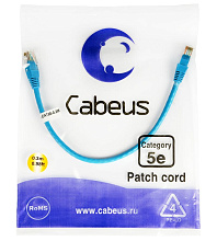 Патч-корд медный Cabeus PC-UTP-RJ45-Cat.5e-0.3m-BL 19" кабель 5e  синий