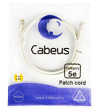 Патч-корд медный Cabeus PC-UTP-RJ45-Cat.5e-1.5m-WH 19" кабель 5e  белый