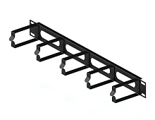 Кабельный организатор горизонтальный с окнами, 19", 1U, 5 колец, черный RUSRACK Кабельный организатор горизонтальный с окнами, 19", 1U, 5 колец, черный RUSRACK