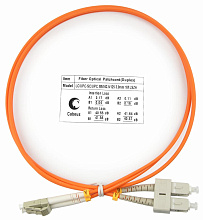 Патч-корд оптический duplex LC-SC 62,5/125 mm 1м LSZH Cabeus