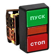 Кнопка AS-22N "Пуск-Стоп" прямоугольная 24В NO+NC EKF