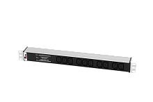 Блок розеток Rem-10 без шнура с инд., 10  IEC 60320 C13, вход IEC 60320 C14, 10A, алюм., 19"