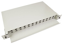 Кросс бокс оптический 19" на 24 SC (LC duplex) со сплайс пластиной, выдвижной (без пигтейлов и проходных адаптеров) Cabeus