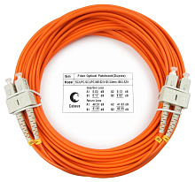 Патч-корд оптический duplex SC-SC 62,5/125 mm 10м LSZH Cabeus