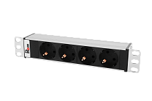 Блок розеток Rem-10 без шнура, 4 Sсhuko, вход IEC 60320 C14, 10A, алюм., 10"