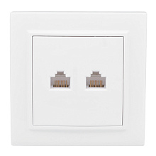 Минск Розетка RJ-45 2-местная СП белая EKF Минск Розетка RJ-45 2-местная СП белая EKF