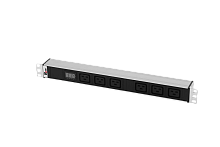 Блок розеток Rem-32 с амп., 6 IEC 60320 C19, 32А, алюм., 19", колодка