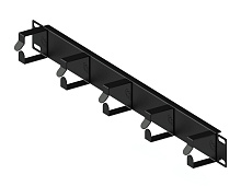 Кабельный организатор горизонтальный, 19", 1U, 5 колец, черный RUSRACK 