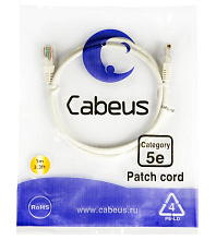 Патч-корд медный Cabeus PC-UTP-RJ45-Cat.5e-1m-WH 19" кабель 5e  белый