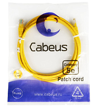 Патч-корд медный Cabeus PC-UTP-RJ45-Cat.5e-2m-YL 19" кабель 5e  желтый
