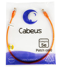 Патч-корд медный Cabeus PC-UTP-RJ45-Cat.5e-0.5m-OR 19" кабель 5e  оранжевый