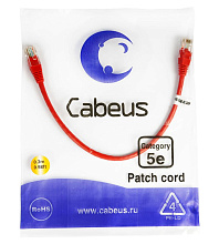 Патч-корд медный Cabeus PC-UTP-RJ45-Cat.5e-0.3m-RD 19" кабель 5e  красный