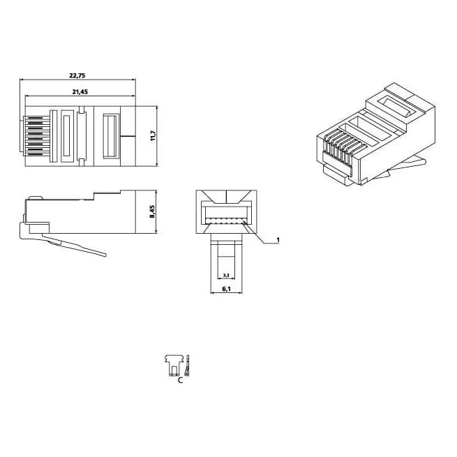 Cabeus 8P8C-SH