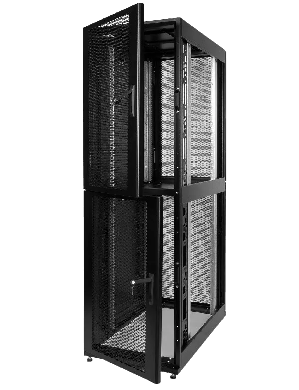Шкаф серверный ПРОФ напольный колокейшн 40U (600 × 1200) 2 секции, дверь перф. 2 шт., чёрный,в сборе