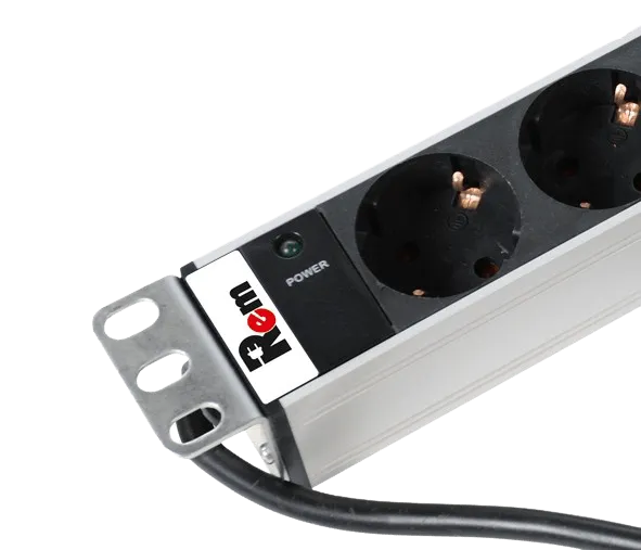 Вертикальный блок розеток Rem-16 с инд., 25 Schuko, 16A, алюм., 42-48U, шнур 3 м.