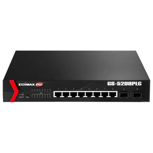 Коммутатор Edimax GS-5208PLG (1000 Base-TX (1000 мбит/с), 2 SFP порта)