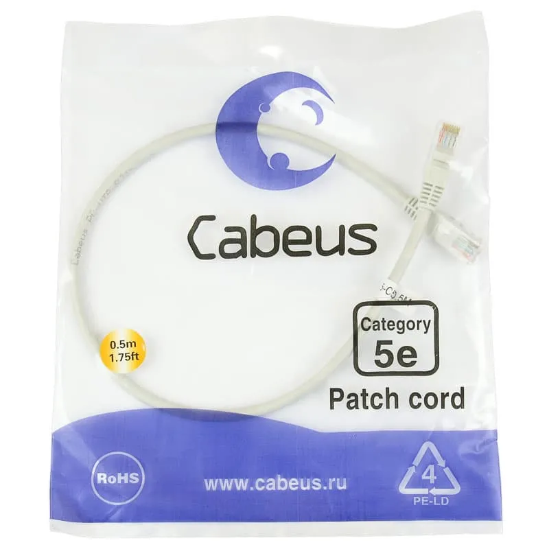 Cabeus PC-UTP-RJ45-Cat.5e-0.5m