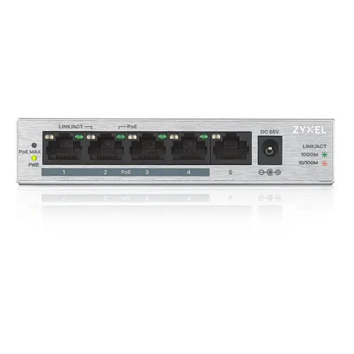 Коммутатор Zyxel GS1005HP GS1005HP-EU0101F (1000 Base-TX (1000 мбит/с), Без SFP портов)