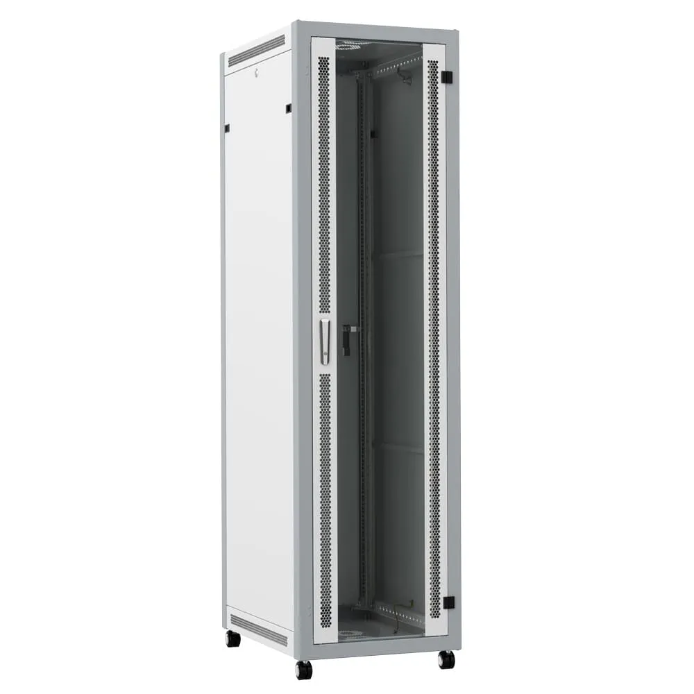SYSMATRIX SL 6837.712 Шкаф монтажный телекоммуникационный 19" напольный 37U 600x800x1780mm (ШхГхВ) передняя дверь стекло, задняя дверь металл, поворотная ручка с замком, цвет серый (RAL 7035/RAL 7000)