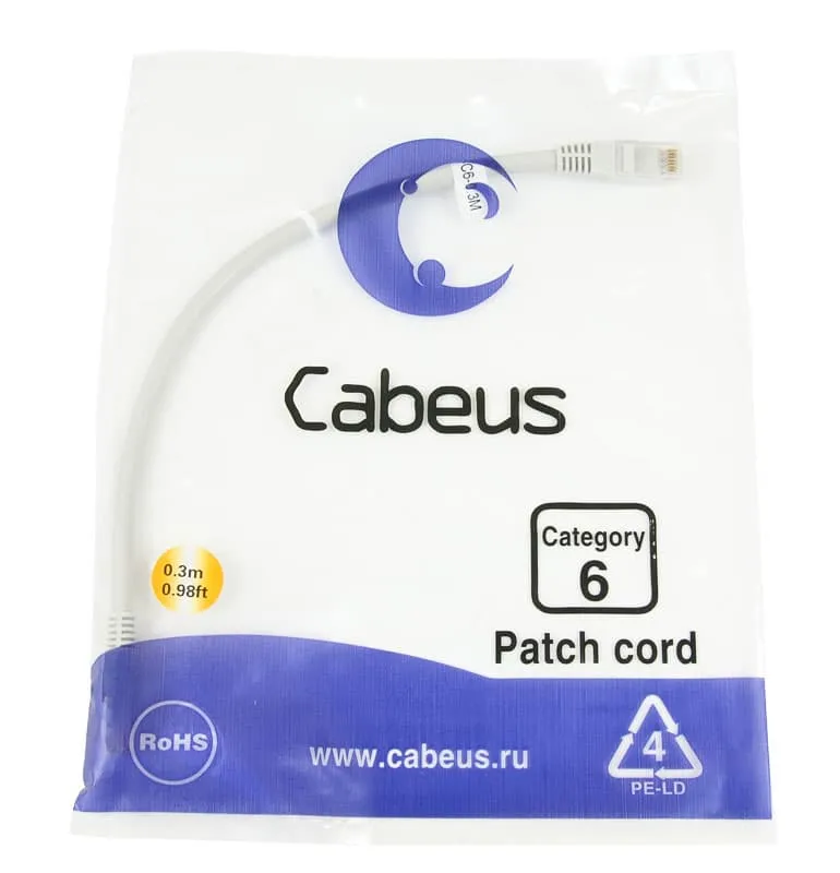 Cabeus PC-UTP-RJ45-Cat.6-0.3m