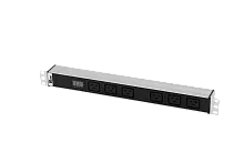 Блок розеток Rem-32 с амп., 6 IEC 60320 C19, 32А, алюм., 19", колодка
