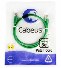 Патч-корд медный Cabeus PC-UTP-RJ45-Cat.5e-1m-GN 19" кабель 5e  зеленый