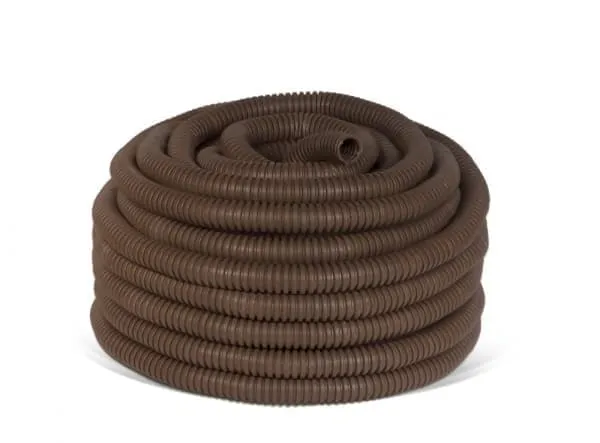 Труба гофр. ПВХ Plast с зондом под темное дерево d20мм (25м.) EKF