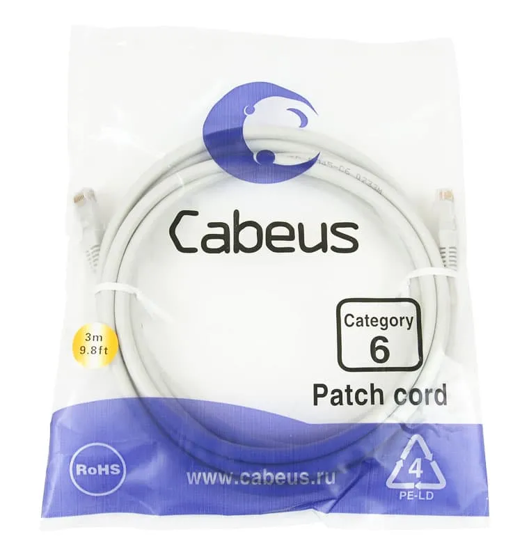 Cabeus PC-UTP-RJ45-Cat.6-3m