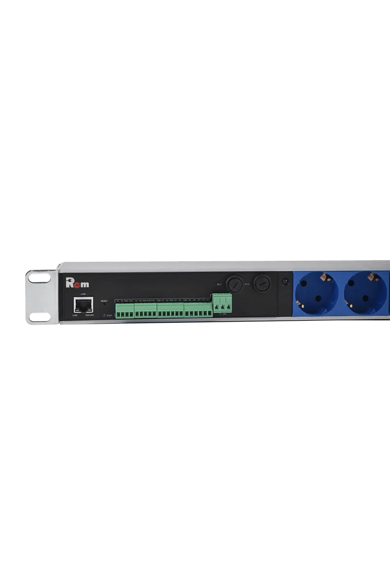 Упр. блок розеток с монит. Rem-MC1 2x2 S, 32A, алюм., 19", колодка
