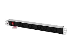 Блок розеток Rem-10 без шнура с выкл., 10  IEC 60320 C13, вход IEC 60320 C14, 10A, алюм., 19"