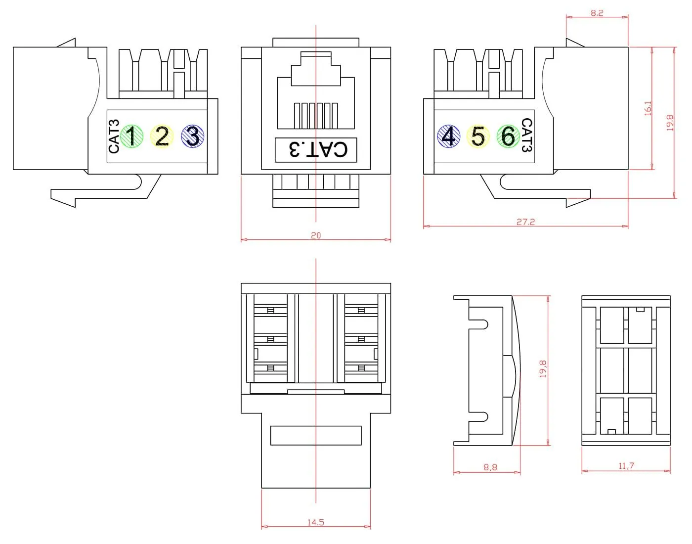 Cabeus KJ-RJ12-90 Degree