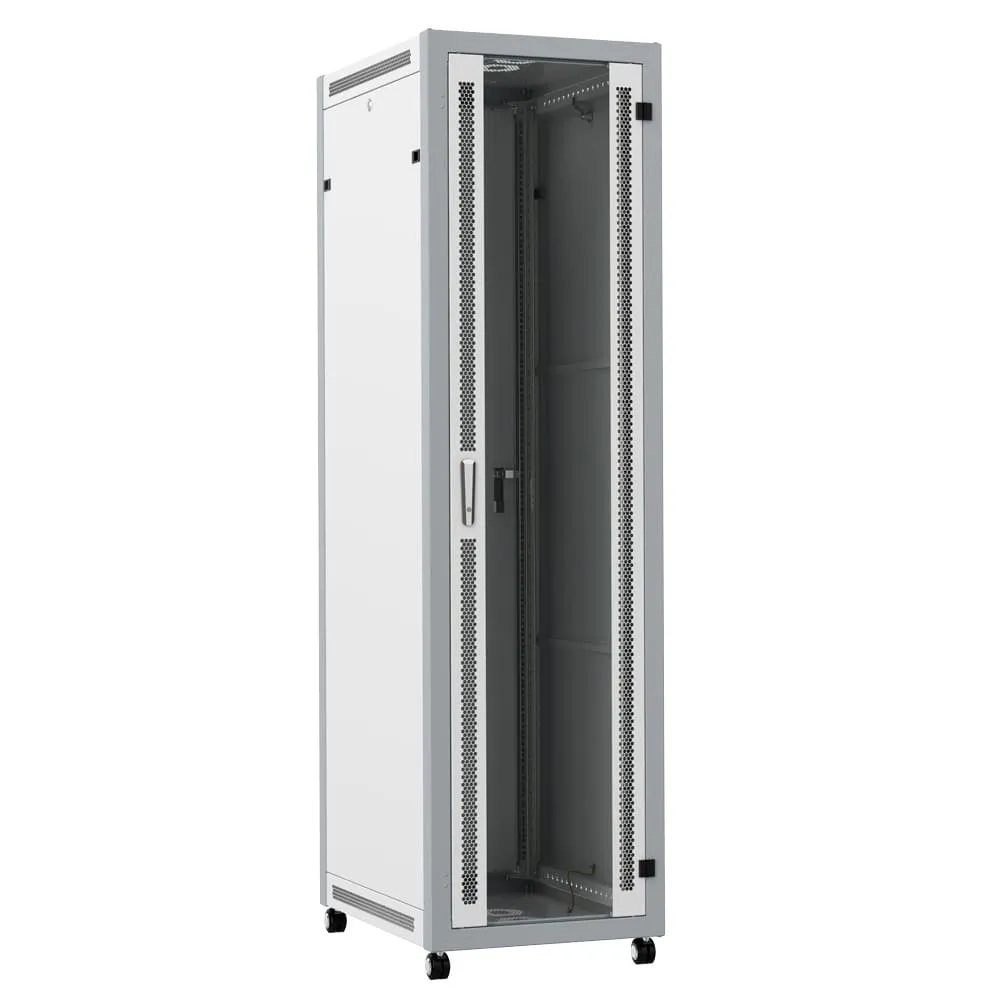 SYSMATRIX SL 6637.712 Шкаф монтажный телекоммуникационный 19" напольный 37U 600x600x1780mm (ШхГхВ) передняя дверь стекло, задняя дверь металл, поворотная ручка с замком, цвет серый (RAL 7035/RAL 7000)