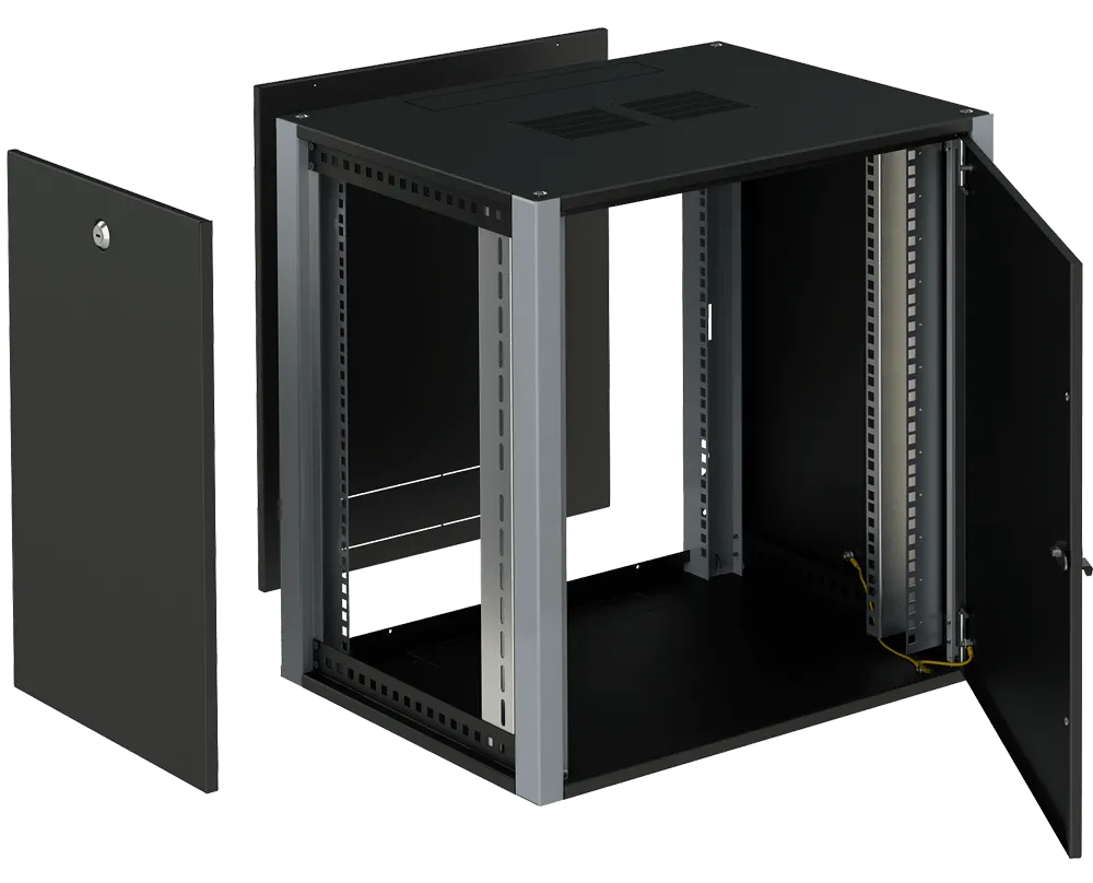 SYSMATRIX WP 6609.920 Шкаф телекоммуникационный настенный 19" 9U 600x600x450mm (ШхГхВ) дверь металл, цвет черный (RAL 9004/RAL7000)