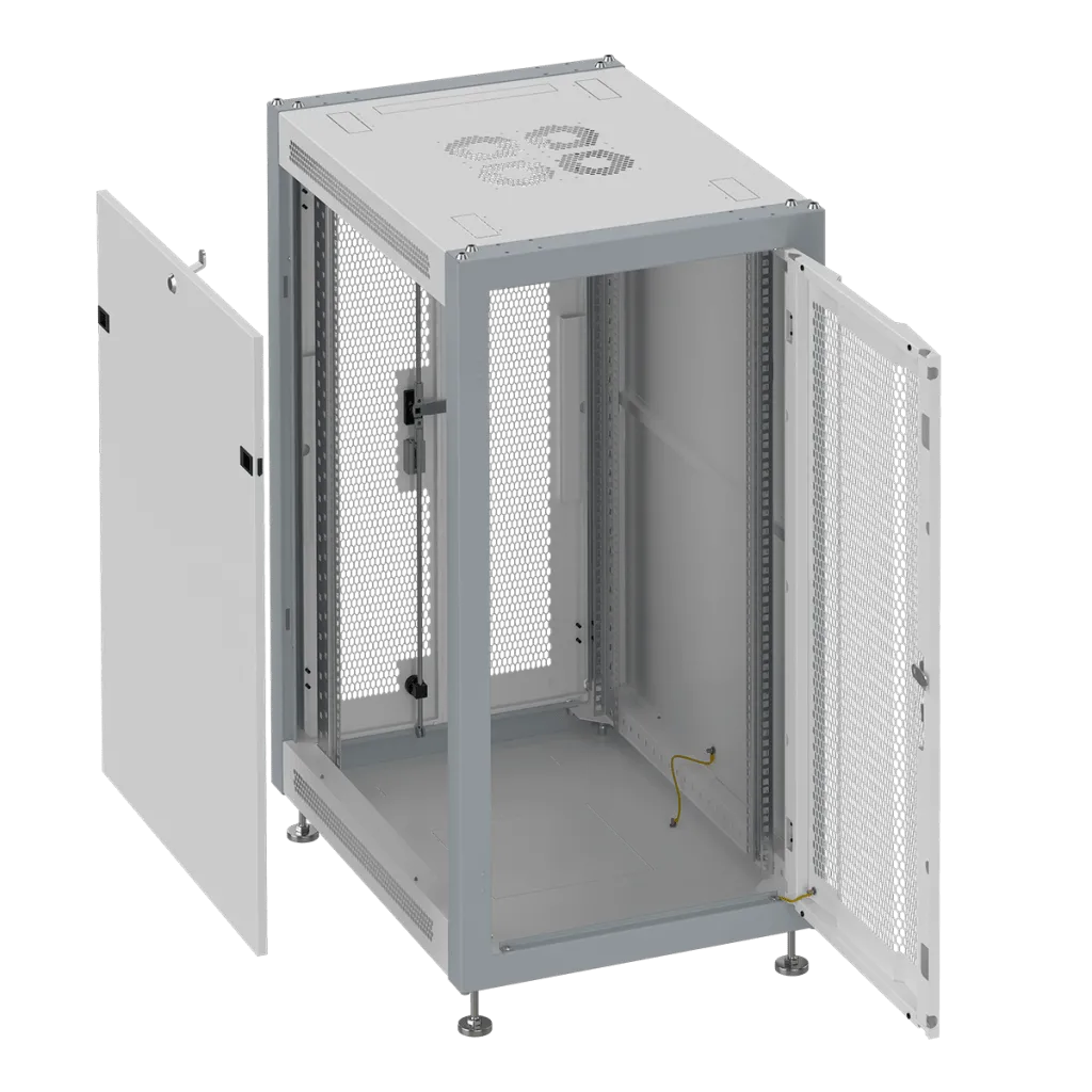 SYSMATRIX SL 6822.734 Шкаф монтажный телекоммуникационный 19" напольный 22U 600x800x1100mm (ШхГхВ) передняя дверь перфорация, задняя дверь двустворчатая перфорация, поворотная ручка с замком, цвет серый (RAL 7035/RAL 7000)