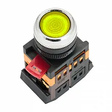 Кнопка ABLFS-22 с подсветкой желтая NO+NC 230В EKF