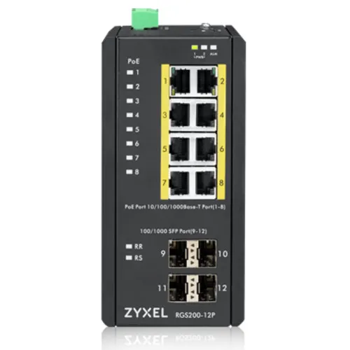 Коммутатор Zyxel RGS200-12P-ZZ0101F (1000 Base-TX (1000 мбит/с), 4 SFP порта)