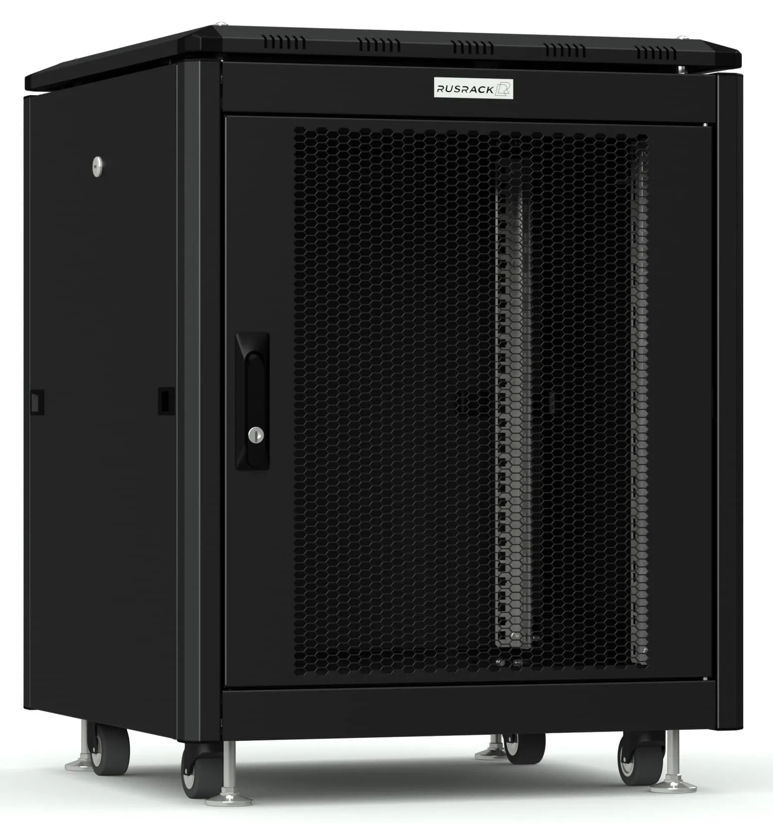 RUSRACK напольный 18U 600х600 черный, перф. дверь