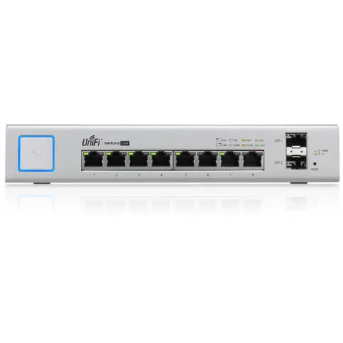 Коммутатор Ubiquiti  UniFi US-8-150W US-8-150W-EU (1000 Base-TX (1000 мбит/с), 2 SFP порта)