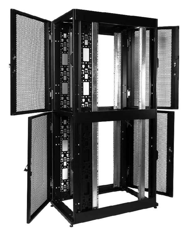 Шкаф серверный ПРОФ напольный колокейшн 46U (600 × 1200) 2 секции, дверь перф. 2 шт., чёрный,в сборе