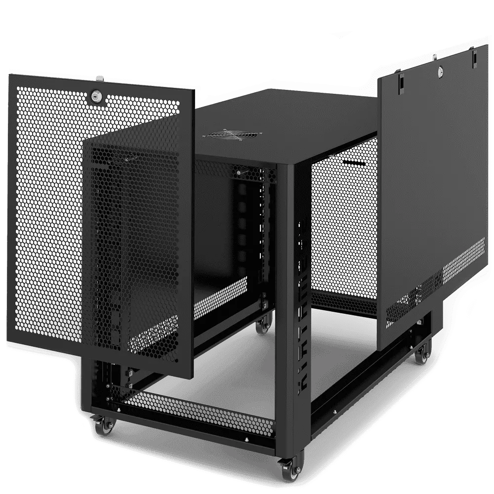 SYSMATRIX MR 6812.933 Шкаф серверный телекоммуникационный 19" напольный 12U 600x800x655mm (ШхГхВ) передняя дверь перфорированная, задняя дверь перфорированная, ручка с замком, цвет черный (RAL 9004)