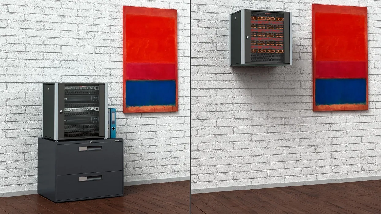 SYSMATRIX WP 6615.910 Шкаф телекоммуникационный настенный 19" 15U 600x600x720mm (ШхГхВ) дверь стекло, цвет черный (RAL 9004/RAL7000)