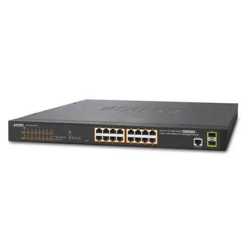 Коммутатор Planet GS-4210-16P2S (1000 Base-TX (1000 мбит/с), 2 SFP порта)
