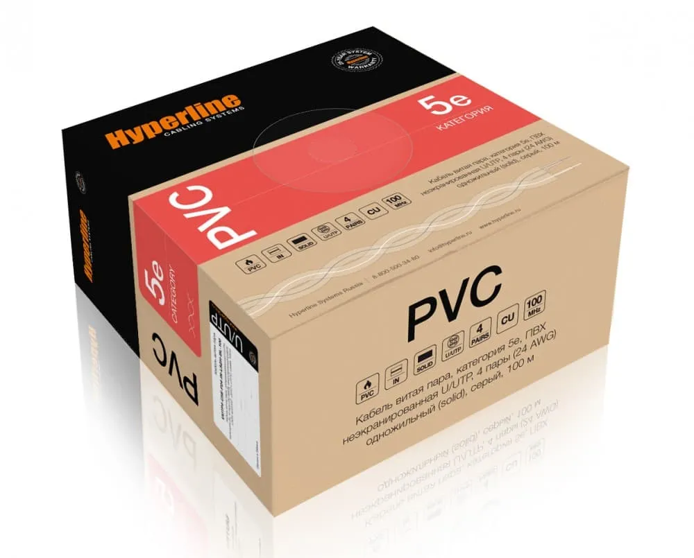 Hyperline UUTP4-C5E-S24-IN-PVC-GY-100