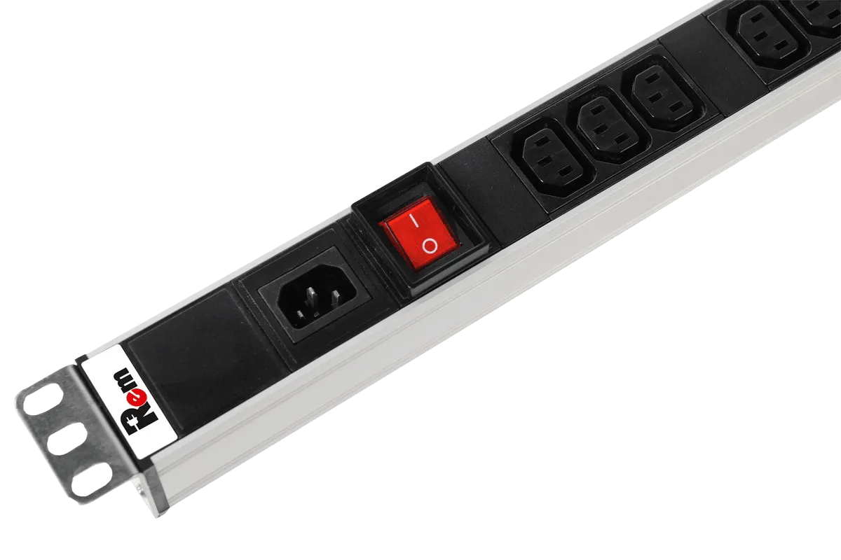 Вертикальный блок розеток Rem-16 с выкл., 16 IEC 60320 C13, 12 C19, вход C20 16A, алюм., 42-48U