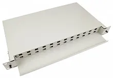 Кросс бокс оптический 19" на 24 SC (LC duplex) со сплайс пластиной, выдвижной (без пигтейлов и проходных адаптеров) Cabeus