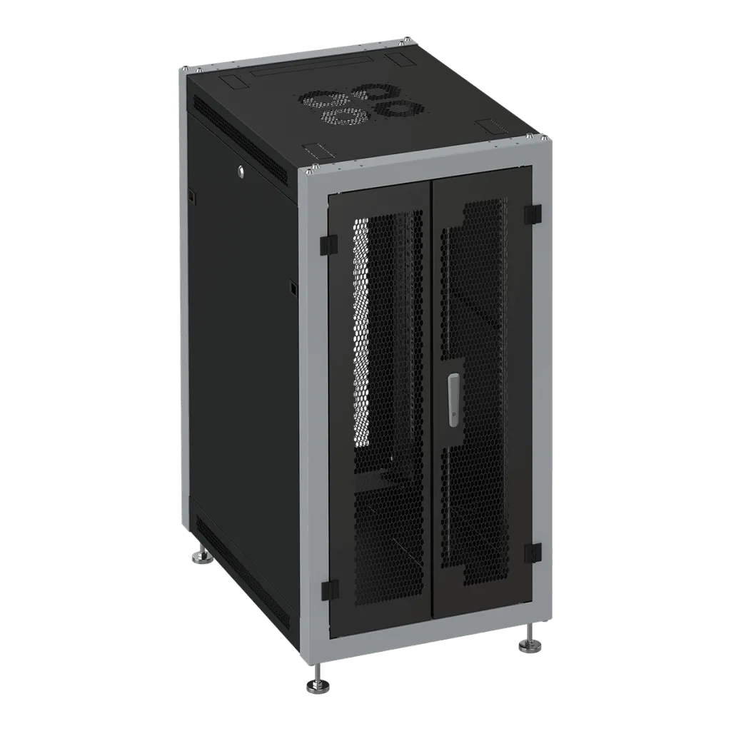 SYSMATRIX SL 6027.944 Шкаф монтажный телекоммуникационный 19" напольный 27U 600x1000x1330mm (ШхГхВ) передняя дверь двустворчатая перфорация, задняя дверь двустворчатая перфорация, поворотная ручка с замком, цвет черный (RAL 9004/RAL 7000)