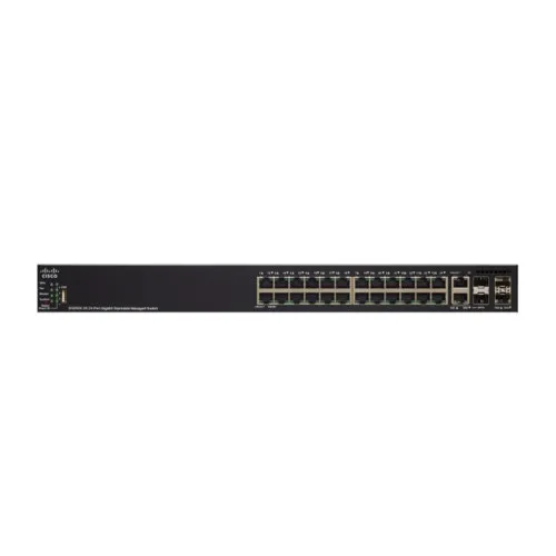 Коммутатор Cisco SG550X-24 SG550X-24-K9-EU (1000 Base-TX (1000 мбит/с), 2 SFP порта)