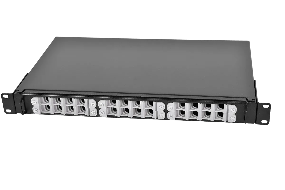 Оптический кросс (бокс) 19" выдвижной, 1U, до 24 портов, цвет черный