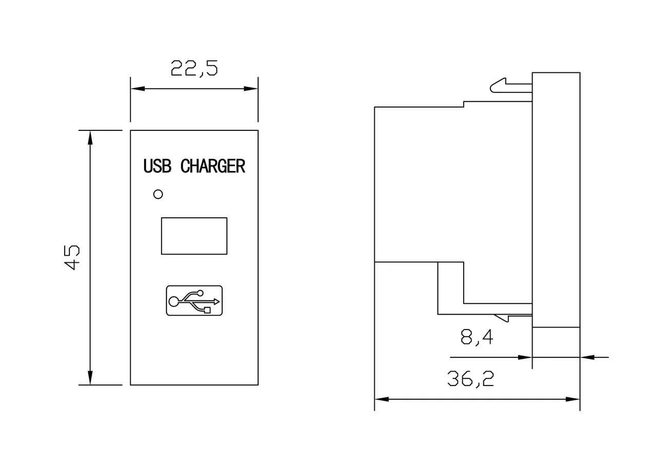 Hyperline M45/2-USBCH1-WH