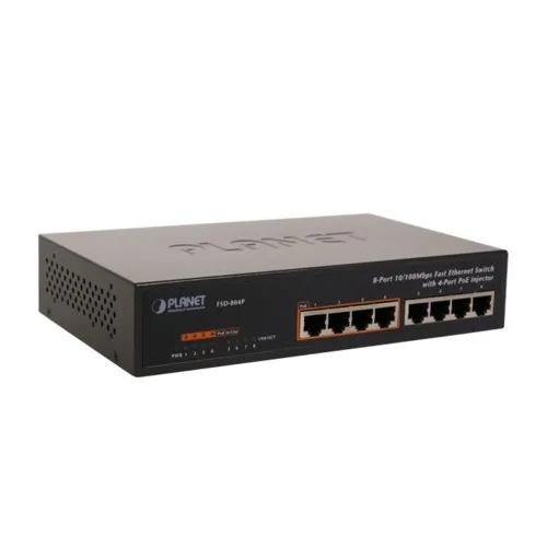 Коммутатор Planet FSD-804P (100 Base-TX (100 мбит/с), Без SFP портов)